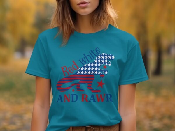July 4th Red white and rawr T-Shirt, July 4th shirt, Funny American Rawr shirt, July 4th party, Patriotic Shirt, Independence day