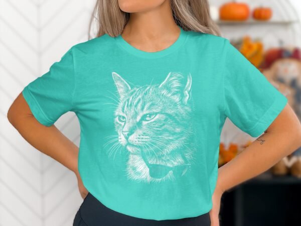 Cool Cat with Sunglasses T-Shirts, Hip Kitty Line Art Tee, Trendy Feline Design, Stylish Pet Lover Gift, Unique Animal Wear, Cute Cat Sketch