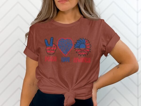 July 4th Pease love america T-Shirt, July 4th Shirt, Independence Day Shirt, Vintage American Flag Shirt, USA Patriotic Shirts