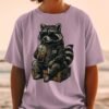 Chill Raccoon T-Shirts, Cool Animal with Sunglasses and Iced Coffee Graphic Tee, Relaxed Wildlife Design, Hipster Raccoon Lover Gift Apparel