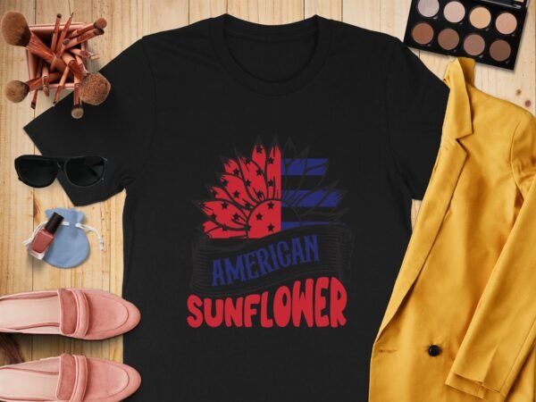 July 4th American sunflower T-Shirt, Independence Day Shirt, July 4th Tee, Patriotic Shirt, America Shirt, USA Shirt