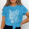Cool Cat with Sunglasses T-Shirts, Hip Kitty Line Art Tee, Trendy Feline Design, Stylish Pet Lover Gift, Unique Animal Wear, Cute Cat Sketch
