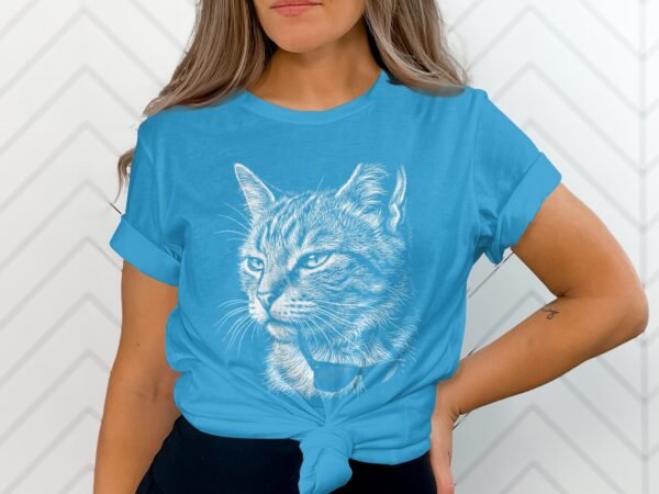 Cool Cat with Sunglasses T-Shirts, Hip Kitty Line Art Tee, Trendy Feline Design, Stylish Pet Lover Gift, Unique Animal Wear, Cute Cat Sketch