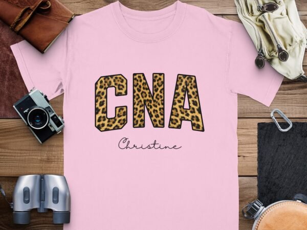 34326775-ec31-444e-8f94-d3b3194b7480 Personalized CNA T-Shirts, Leopard Print Custom Name Nurse T-Shirt, Certified Nursing Assistant Appreciation Gift, Christine Name Tee
