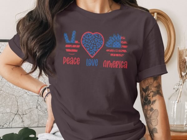 July 4th Pease love america T-Shirt, July 4th Shirt, Independence Day Shirt, Vintage American Flag Shirt, USA Patriotic Shirts