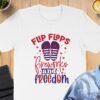 July 4th flip flops fireworks T-shirt, July 4th T-shirt, USA shirt, Independence day tee, American flag shirt, womens Patriotic tee