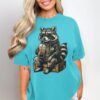 Chill Raccoon T-Shirts, Cool Animal with Sunglasses and Iced Coffee Graphic Tee, Relaxed Wildlife Design, Hipster Raccoon Lover Gift Apparel