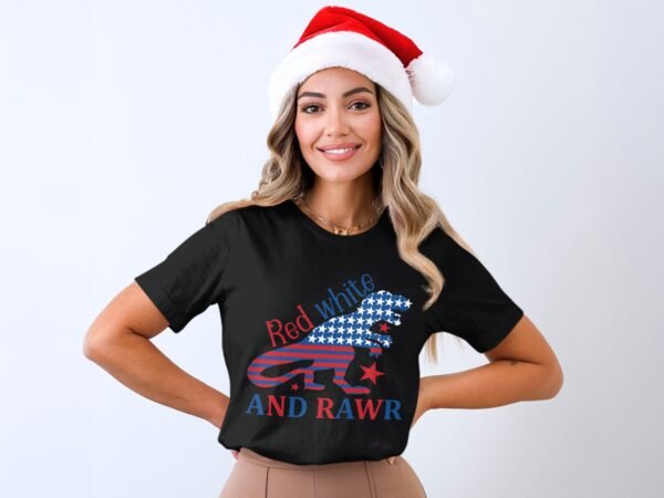 July 4th Red white and rawr T-Shirt, July 4th shirt, Funny American Rawr shirt, July 4th party, Patriotic Shirt, Independence day