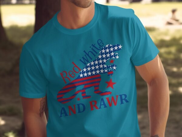 July 4th Red white and rawr T-Shirt, July 4th shirt, Funny American Rawr shirt, July 4th party, Patriotic Shirt, Independence day