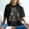 Chill Raccoon T-Shirts, Cool Animal with Sunglasses and Iced Coffee Graphic Tee, Relaxed Wildlife Design, Hipster Raccoon Lover Gift Apparel