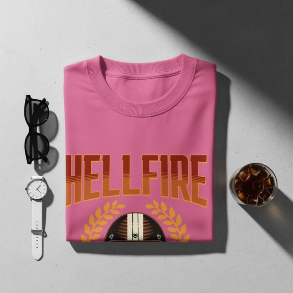 Hellfire Wardens T-Shirt, Motorcycle Helmet Skull Tee, Through the Flames Biker Shirt, Edgy Rider Apparel, Vintage Style TShirt