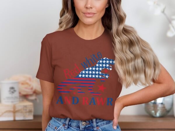 July 4th Red white and rawr T-Shirt, July 4th shirt, Funny American Rawr shirt, July 4th party, Patriotic Shirt, Independence day