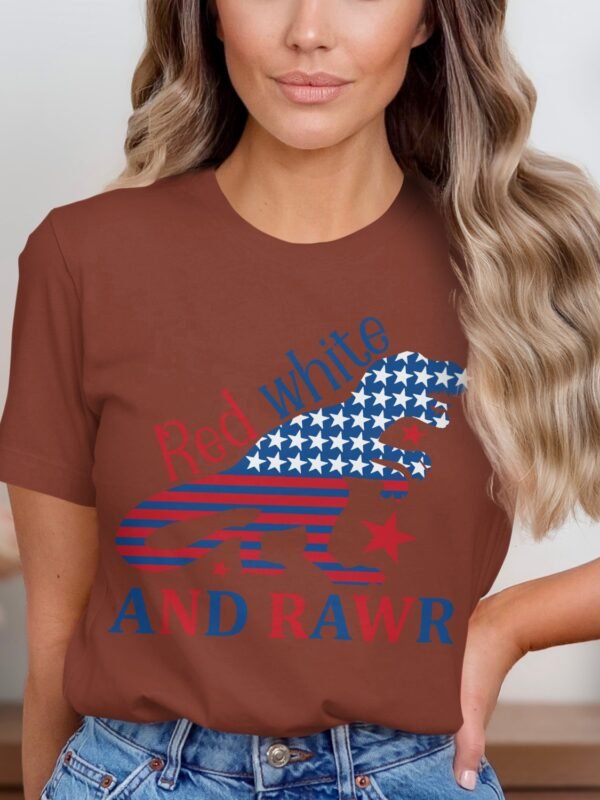 July 4th Red white and rawr T-Shirt, July 4th shirt, Funny American Rawr shirt, July 4th party, Patriotic Shirt, Independence day