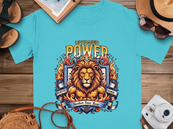 Untamed Power Lion T-Shirt, Majestic Roar Fierce Animal Tee, Bold Motivational Spirit Shirt, Strong Courage Apparel Gift