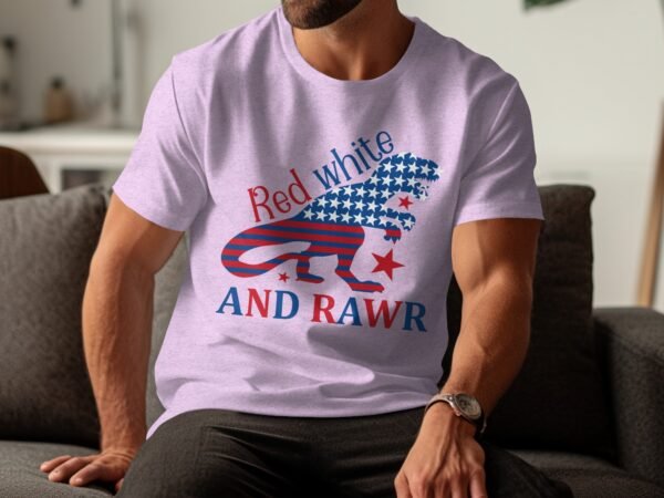 July 4th Red white and rawr T-Shirt, July 4th shirt, Funny American Rawr shirt, July 4th party, Patriotic Shirt, Independence day