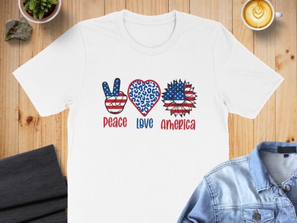 July 4th Pease love america T-Shirt, July 4th Shirt, Independence Day Shirt, Vintage American Flag Shirt, USA Patriotic Shirts