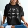 Exotic African Safari Animals T-Shirt, Detailed Hand Drawn Wildlife Sketch Tee, Lion, Elephant, Giraffe, Zebra, Rhino, Cheetah, Leopard