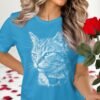 Cool Cat with Sunglasses T-Shirts, Hip Kitty Line Art Tee, Trendy Feline Design, Stylish Pet Lover Gift, Unique Animal Wear, Cute Cat Sketch