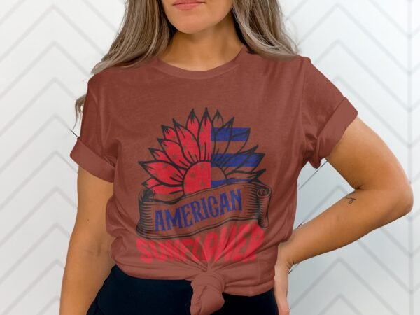 July 4th American sunflower T-Shirt, Independence Day Shirt, July 4th Tee, Patriotic Shirt, America Shirt, USA Shirt