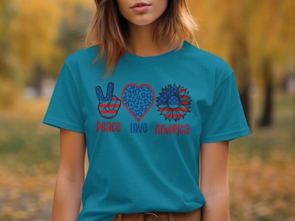 July 4th Pease love america T-Shirt, July 4th Shirt, Independence Day Shirt, Vintage American Flag Shirt, USA Patriotic Shirts