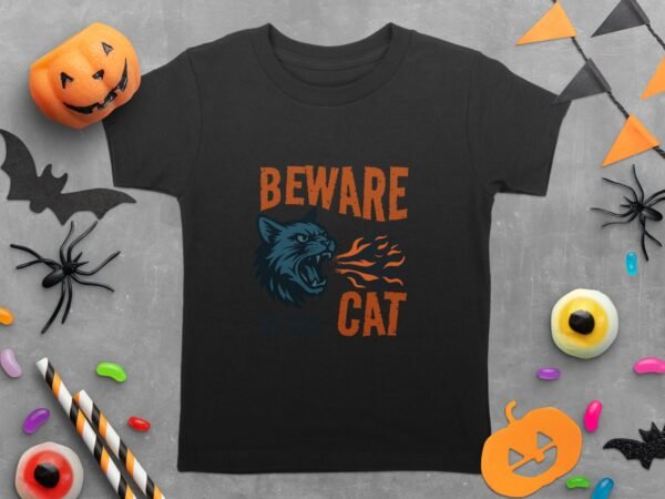 Beware Of The Cat T-Shirt, Angry Cat Design, Fire Breathing Cat Tee, Cool Cat Shirt, Unique Cat Gift, Funny Cat Lover Present, Cat T-Shirt