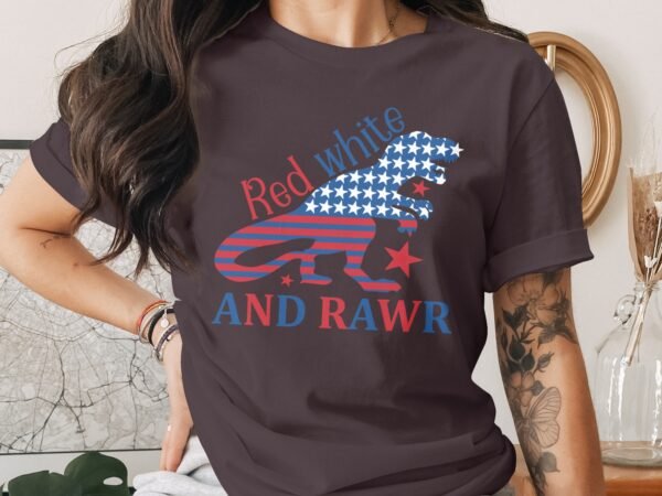 July 4th Red white and rawr T-Shirt, July 4th shirt, Funny American Rawr shirt, July 4th party, Patriotic Shirt, Independence day