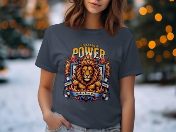Untamed Power Lion T-Shirt, Majestic Roar Fierce Animal Tee, Bold Motivational Spirit Shirt, Strong Courage Apparel Gift