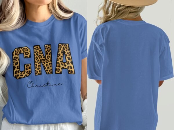 9735dd0d-8607-4bbd-b9b7-44564378eb1e Personalized CNA T-Shirts, Leopard Print Custom Name Nurse T-Shirt, Certified Nursing Assistant Appreciation Gift, Christine Name Tee