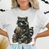 Chill Raccoon T-Shirts, Cool Animal with Sunglasses and Iced Coffee Graphic Tee, Relaxed Wildlife Design, Hipster Raccoon Lover Gift Apparel