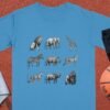 African Safari Animals T-Shirts, Vintage Wildlife Sketch Art, Big Five Lion Elephant Giraffe Zebra Rhino, Jungle Creature Graphic Tee