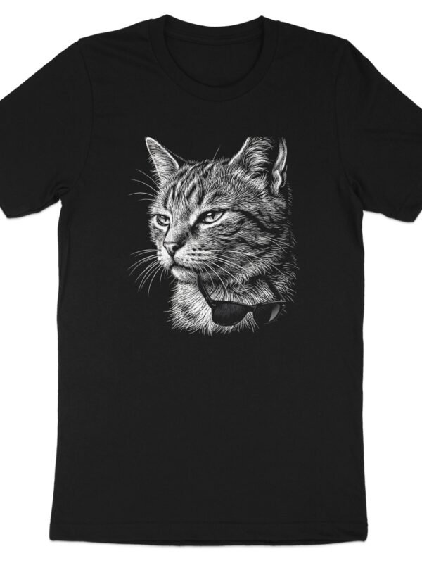 Cool Cat with Sunglasses T-Shirts, Hip Kitty Line Art Tee, Trendy Feline Design, Stylish Pet Lover Gift, Unique Animal Wear, Cute Cat Sketch