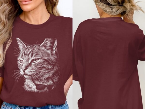 Cool Cat with Sunglasses T-Shirts, Hip Kitty Line Art Tee, Trendy Feline Design, Stylish Pet Lover Gift, Unique Animal Wear, Cute Cat Sketch