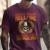 Hellfire Wardens T-Shirt, Motorcycle Helmet Skull Tee, Through the Flames Biker Shirt, Edgy Rider Apparel, Vintage Style TShirt