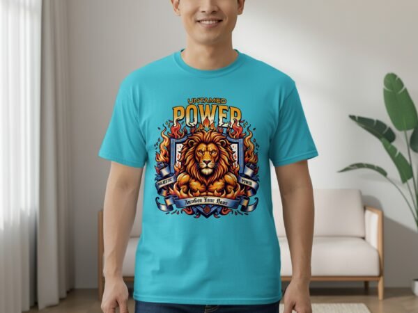 Untamed Power Lion T-Shirt, Majestic Roar Fierce Animal Tee, Bold Motivational Spirit Shirt, Strong Courage Apparel Gift