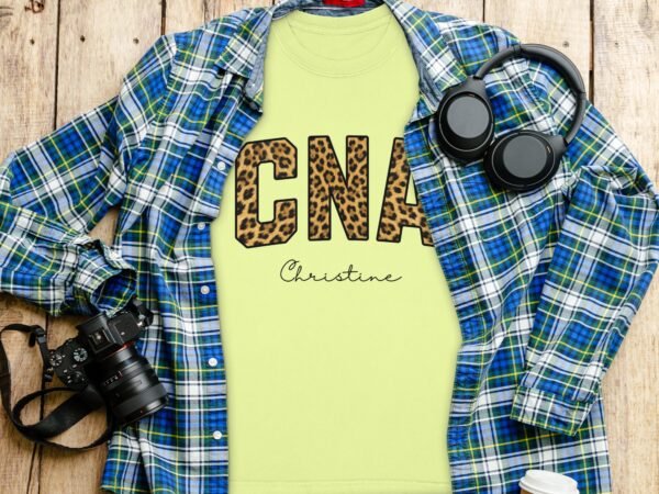 c4f7dbfe-0914-4649-bf80-aae6df1de18e Personalized CNA T-Shirts, Leopard Print Custom Name Nurse T-Shirt, Certified Nursing Assistant Appreciation Gift, Christine Name Tee