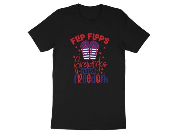 July 4th flip flops fireworks T-shirt, July 4th T-shirt, USA shirt, Independence day tee, American flag shirt, womens Patriotic tee