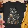Chill Raccoon T-Shirts, Cool Animal with Sunglasses and Iced Coffee Graphic Tee, Relaxed Wildlife Design, Hipster Raccoon Lover Gift Apparel