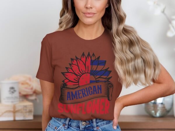 July 4th American sunflower T-Shirt, Independence Day Shirt, July 4th Tee, Patriotic Shirt, America Shirt, USA Shirt