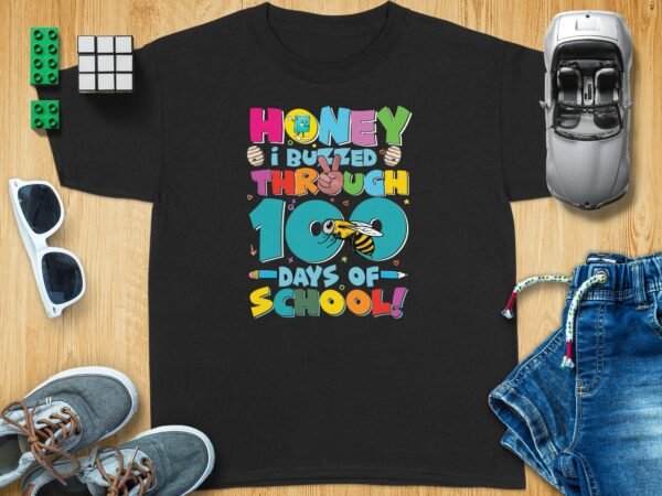 e0d8c373-5618-415c-945e-6212f0ca890a Back to school Honey i buzzed through 100 days of school T-shirt for girls, Boys back to school shirt, Funny 100 days of school shirt