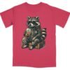 Chill Raccoon T-Shirts, Cool Animal with Sunglasses and Iced Coffee Graphic Tee, Relaxed Wildlife Design, Hipster Raccoon Lover Gift Apparel