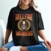 Hellfire Wardens T-Shirt, Motorcycle Helmet Skull Tee, Through the Flames Biker Shirt, Edgy Rider Apparel, Vintage Style TShirt