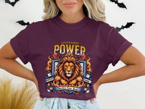 Untamed Power Lion T-Shirt, Majestic Roar Fierce Animal Tee, Bold Motivational Spirit Shirt, Strong Courage Apparel Gift