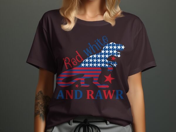 July 4th Red white and rawr T-Shirt, July 4th shirt, Funny American Rawr shirt, July 4th party, Patriotic Shirt, Independence day
