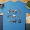 Exotic African Safari Animals T-Shirt, Detailed Hand Drawn Wildlife Sketch Tee, Lion, Elephant, Giraffe, Zebra, Rhino, Cheetah, Leopard