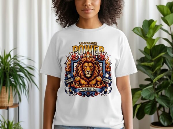 Untamed Power Lion T-Shirt, Majestic Roar Fierce Animal Tee, Bold Motivational Spirit Shirt, Strong Courage Apparel Gift