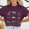 Exotic African Safari Animals T-Shirt, Detailed Hand Drawn Wildlife Sketch Tee, Lion, Elephant, Giraffe, Zebra, Rhino, Cheetah, Leopard