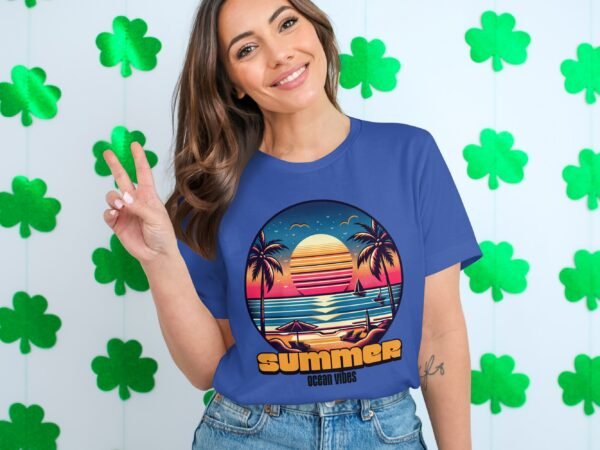 ff5b2a6b-b113-4451-be2a-48e7e60aa8b3 Summer Ocean Vibes T-Shirt, Retro Sunset Beach Scene Tee, Tropical Palm Tree Vacation Shirt, Aesthetic Ocean Graphic T-Shirt