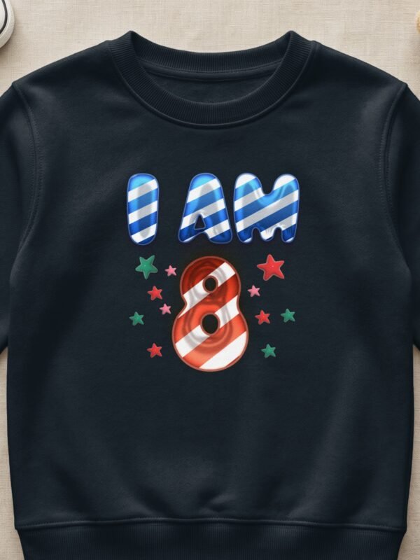 I Am 8th Birthday Sweatshirt - Festive Kids' Party Wear