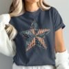Patriotic Americana Star Patchwork Design T-Shirts