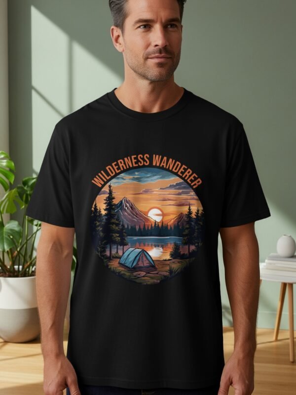 Wilderness Wanderer Mountain Lake Sunset Camping T-Shirts